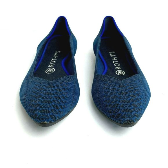Rothys Teal Python Point Flats 9 Retired - Picture 3 of 8